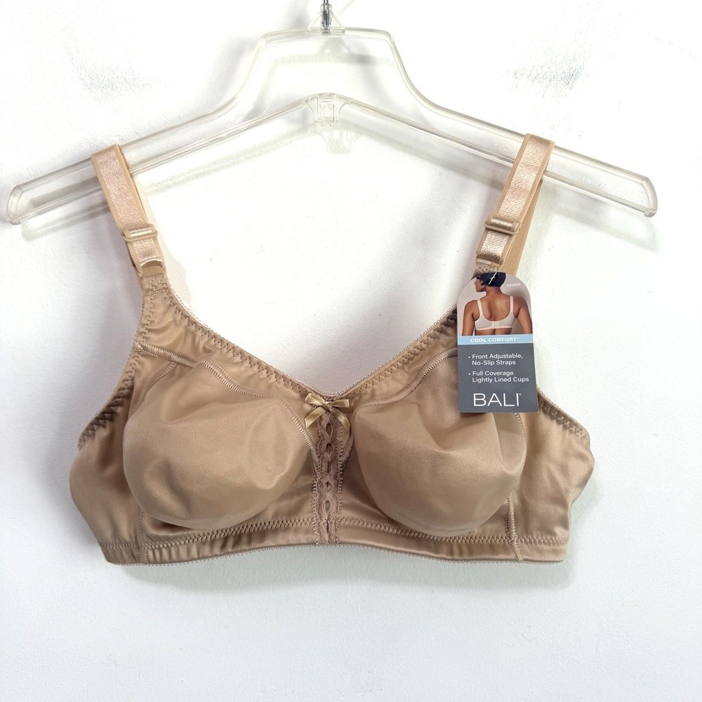 Bali Bra Cool Comfort 36B Nude Wireless Full Coverage Hook Eye No Slip Strap NEW